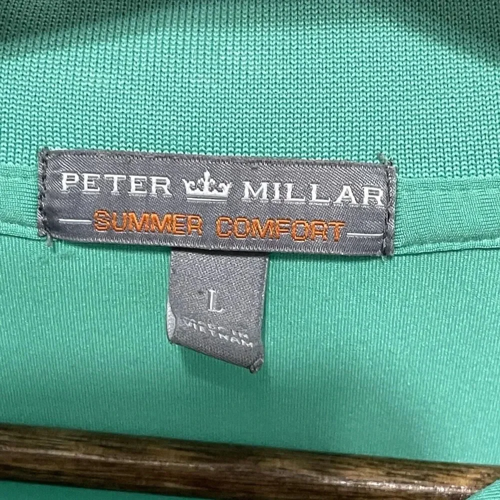 Peter Millar Summer Comfort‎ Polo Shirt Size Large Green Golf Outdoor